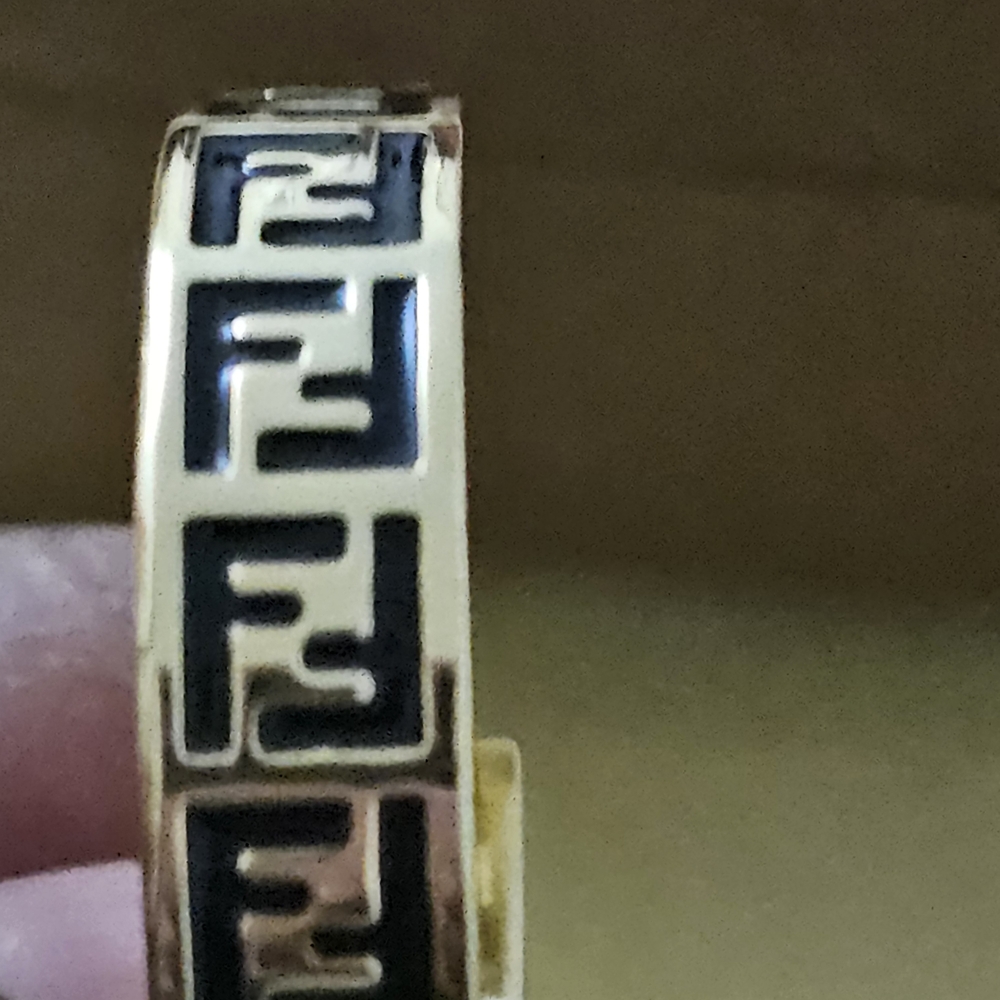 Fendi Gold and Black FF Logo Hoop Earrings